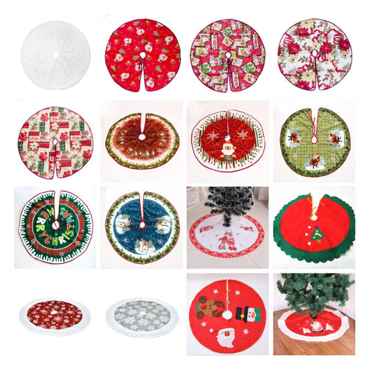 HKM-656915 Soft Fabric Christmas Tree Skirt in Various Sizes - Perfect for Holiday Decorations and Gift Wrapping