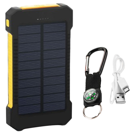 HKM-658003 Ultra-Thin Waterproof Solar Power Bank with LED Flashlight and Multi-USB Ports - 10000mAh Capacity