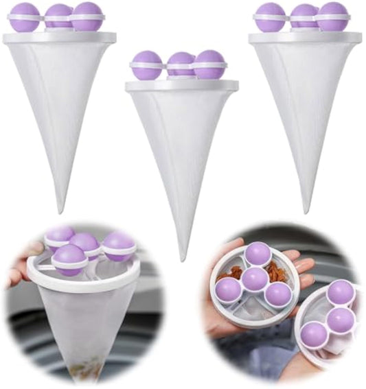 HKM-6583101 Pet Lint Remover - Reusable Floating Hair Filter Mesh Bag for Washing Machine - 3 Pack Hair Catcher for Dog and Cat Fur