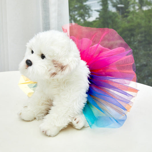 HKM-6588989 Bright Silk Yarn Pet Tutu Skirt for Dogs - Colorful, Stylish Options in Multiple Sizes