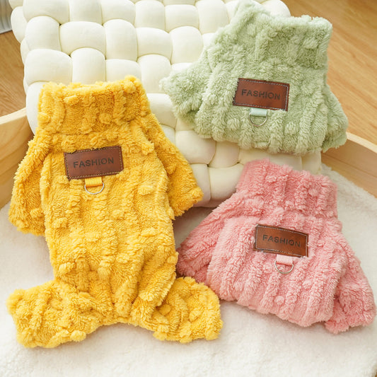 HKM-6603453 Autumn and Winter Pet Clothing for Dogs and Cats - Four Legs with Leather Tag in Multiple Colors and Sizes