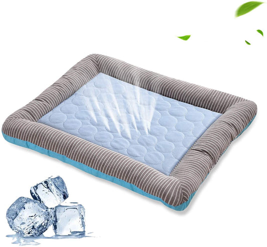 HKM-6616253 Cooling Pet Mat for Dogs and Cats - Soft Ice Silk Breathable Bed for Summer Sleeping - Available in Multiple Sizes