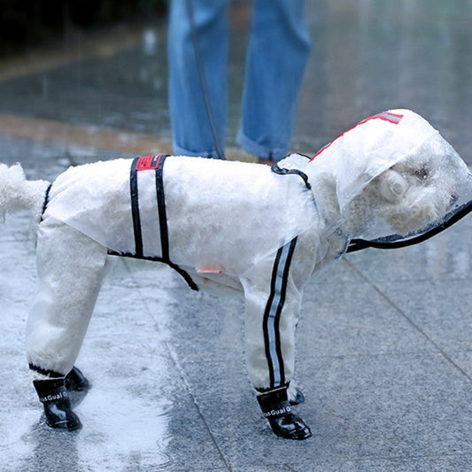HKM-6620733 Waterproof Transparent Dog Raincoat for Small Breeds with Reflective Strips