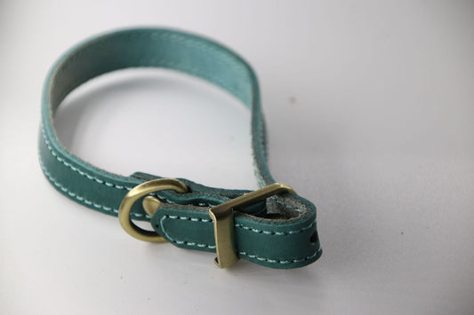 HKM-665363 Green One-layer Leather Dog Collar - Adjustable, Durable Design