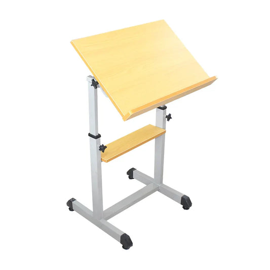 HKM-665491 Adjustable Trapezoid Art Desk and Chair Set for Classroom Use in Grey