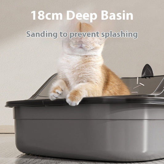 HKM-6658877 Oversized Anti-Splash Litter Box with High Fence - Extra Large Cat Toilet in Multiple Colors