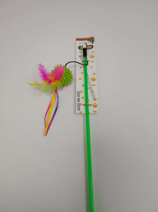 HKM-6684733 Colored Ball Cat Teaser Wand for Interactive Playtime