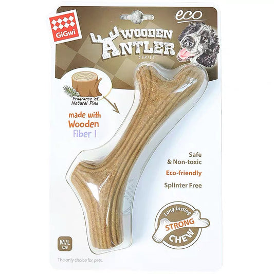 HKM-6702013 Natural Pine Wood Antler Molar Stick for Small and Medium Dogs - Dental Care Toy