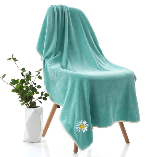 HKM-670547 Thickened Microfiber Daisy Bath Towel - Soft, Absorbent, 70x140cm for All Ages