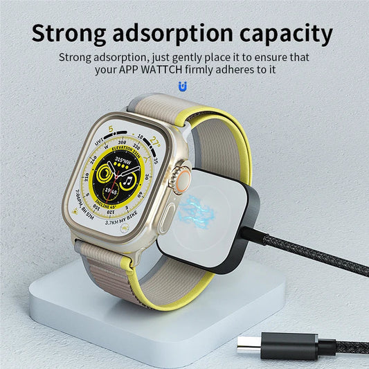 HKM-670867 Portable Qi Wireless Charger for Apple Watch - Magnetic Fast Charging Cable for Smartwatches