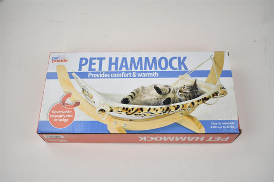 HKM-6714301 Solid Wood Cat and Dog Hammock with Canvas Velvet Nest Pad, Free Size for Pets Under 15 kg