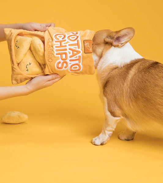 HKM-6721085 Plush Educational Dog Toy Set - Creative Sounding, Bite Resistant, Orange Bread Design