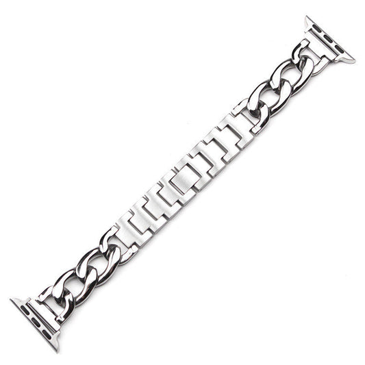 HKM-673939 Metal Single Row Denim Chain Strap for Apple-Compatible Devices - Multiple Colors Available