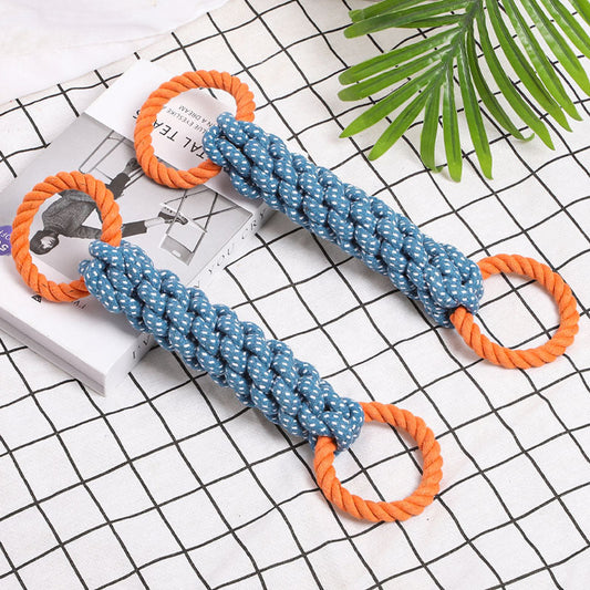 HKM-6740541 Durable Cotton Rope Dog Tug Toy - Bite-Resistant Chew Toy for Interactive Play