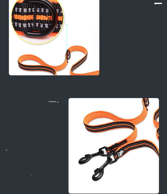 HKM-6760765 Double-Ended Outdoor Pet Dog Traction Rope with Breathable Mesh and Reflective Material