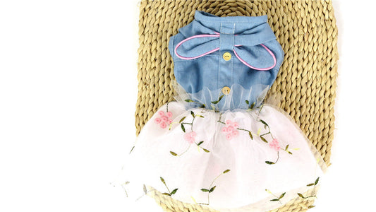 HKM-6761533 Denim Puppy Princess Dress for Dogs ¨C Stylish Skirt in Various Sizes