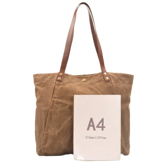 HKM-676627 Casual Unisex Shoulder Bag in Durable Waxed Canvas and Leather - Available in Multiple Colours