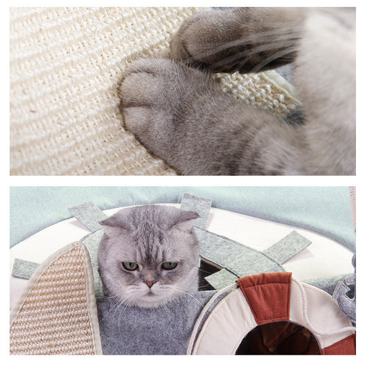 HKM-6777533 Folding Semi-Enclosed Cat Litter Box for Play and Comfort