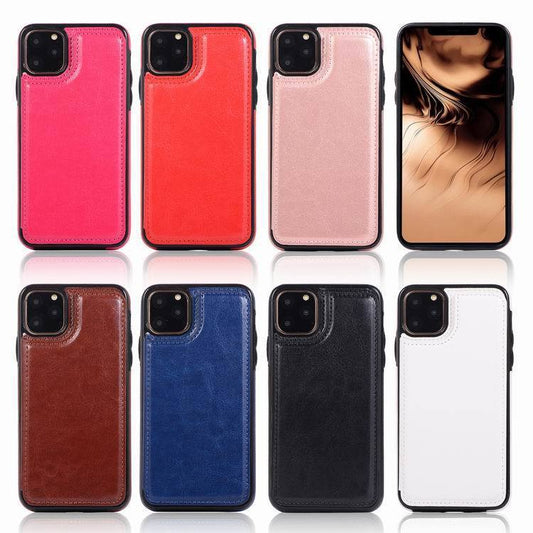 HKM-677971 Holster Card Holder with Mad Horse Pattern Back Shell for Wireless Charging and Secure Storage
