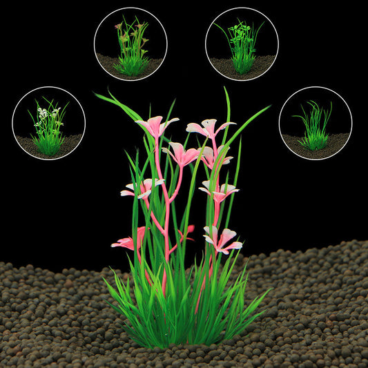 HKM-678547 Aquarium Simulation Plastic Water Plants for Fish Tank Landscaping - 10 Trees Per Pack