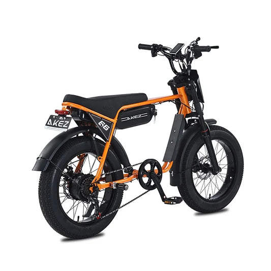 HKM-678803 Akez ZX 750W Electric Fat Tire Bike - 20 Inch Wheels, 7 Speed, 48V Lithium Battery, Classic Cafe Racer Design
