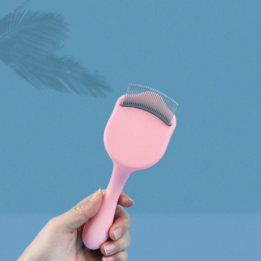 HKM-6828093 Shell Cat Comb - Durable PP & Stainless Steel, Floating Hair Comb in Blue/Pink, 6x17cm