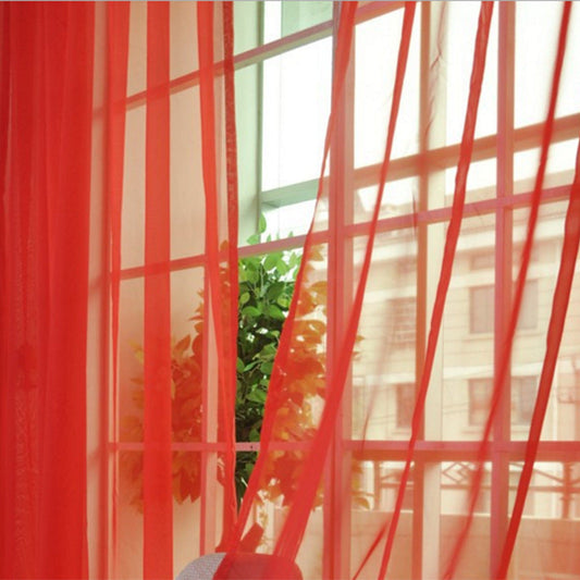 HKM-686483 Solid Tulle Sheer Curtains for Living Room and Bedroom - Translucent Polyester Blinds in Various Colors