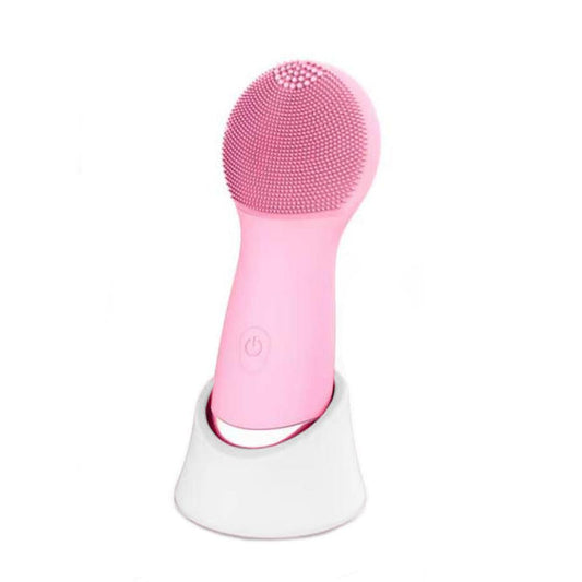 HKM-686675 Wireless Rechargeable Ultrasonic Cleansing Brush - Multi-Function Electric Face Scrubber in Pink and Rose Red