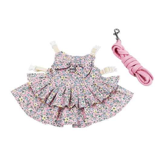 HKM-6882877 Cute Floral Skirt Costume for Cats, Kittens, and Small Rabbits - Cotton, Various Colors and Sizes