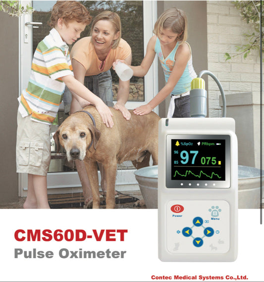 HKM-6920509 Veterinary Color Display Pulse Oximeter CMS60D-VET with Ear Lobe Sensor for Animal Health Monitoring