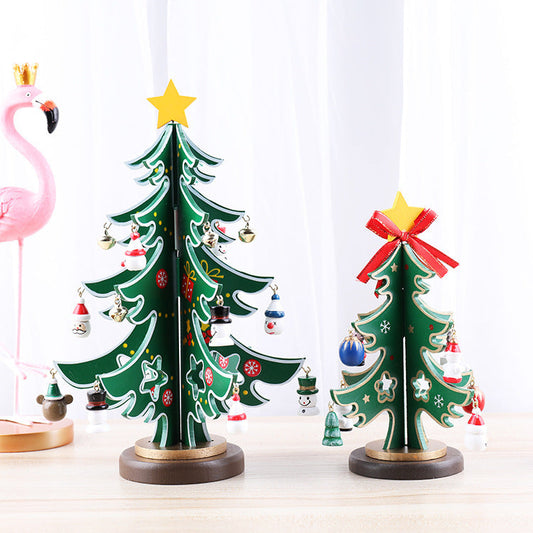 HKM-693971 Wooden Christmas Tree Ornaments in Multiple Sizes and Colors