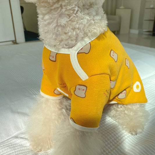 HKM-6942653 Casual Cotton Dog Clothes for Warmth in White and Yellow
