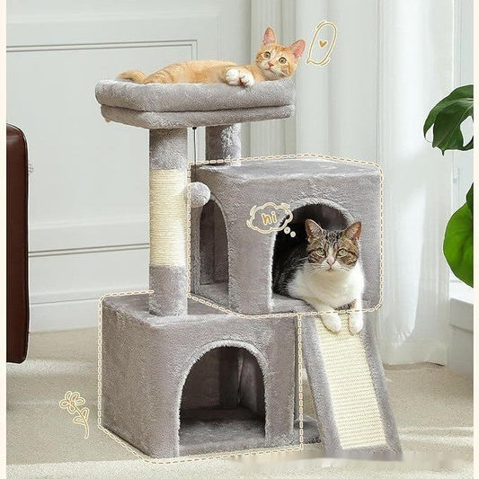 HKM-6951101 Gray Sisal Cat Climbing Frame and Nest Toy for Pets