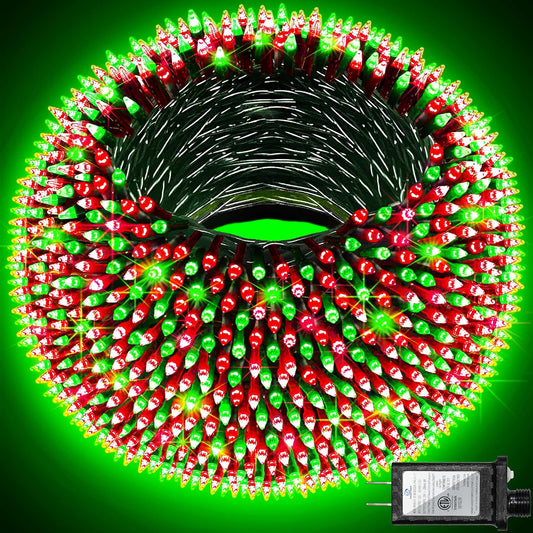 HKM-696019 1500 LED 470FT Outdoor Christmas String Lights with 12 Modes and Timer, Waterproof Red & Green Lights for Holiday Decoration