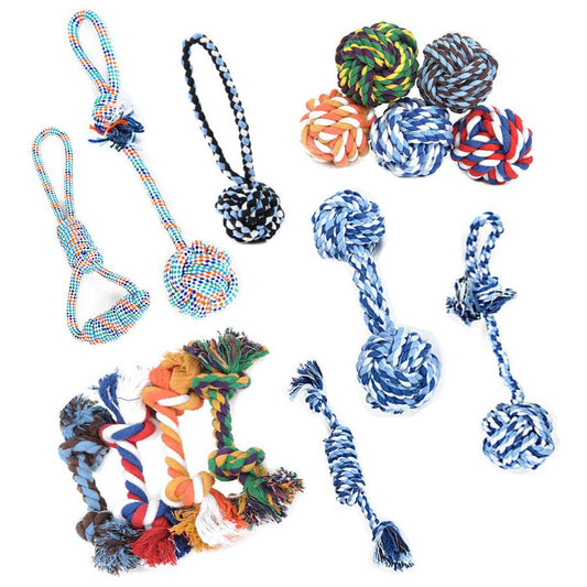 HKM-697171 Pet Cotton Rope Knot Toy for Dogs – Chew Ball for Dental Health and Stress Relief