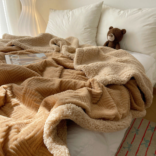 HKM-698131 Thick Lambskin Nap Blanket for Winter Comfort in Multiple Sizes and Soft Solid Colors