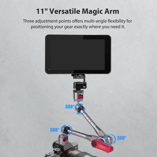 HKM-698643 11" Articulating Magic Arm with 1/4" Screw and Retractable Arri Pin for Action Cameras