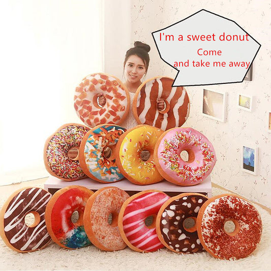 HKM-699411 Creative Plush Donut Pillow Cushion - Soft PP Cotton Bedding in Various Flavors