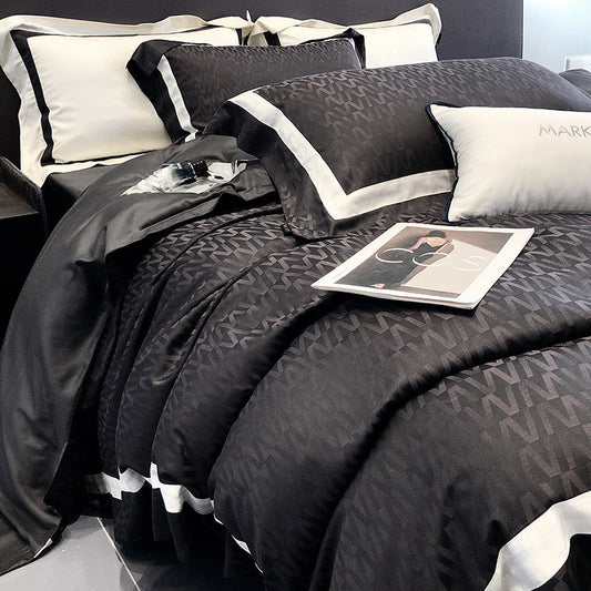 HKM-700755 Minimalist Tencel Cotton Vintage Printed Bedding Four-Piece Set for Standard and Plus-Sized Beds