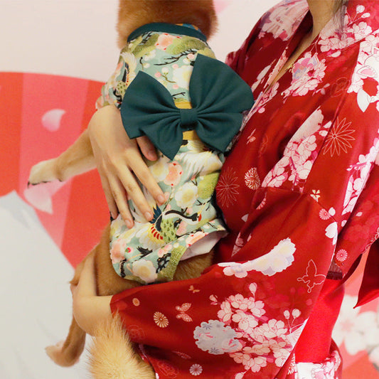 HKM-7019709 Stylish Floral Tulle Kimono for Shiba Inu Dogs - Lightweight Spring/Summer Jacket in Multiple Colors and Sizes