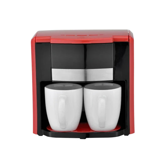 HKM-703315 Compact 300ml Coffee Maker with Hot Plate and Dual Drip Cups