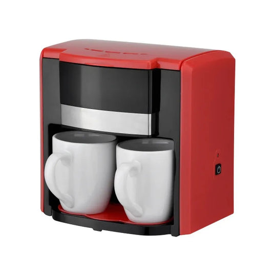 HKM-703315 Compact 300ml Coffee Maker with Hot Plate and Dual Drip Cups