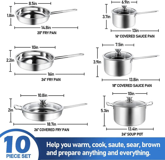 HKM-703443 Stainless Steel Casserole Set - Durable Cookware for Efficient Cooking Pots and Pans