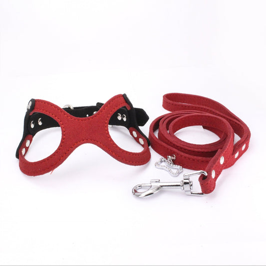 HKM-704083 Spectacle Shaped Pet Chest Strap in Soft Korean Velvet with Zinc Alloy Hardware