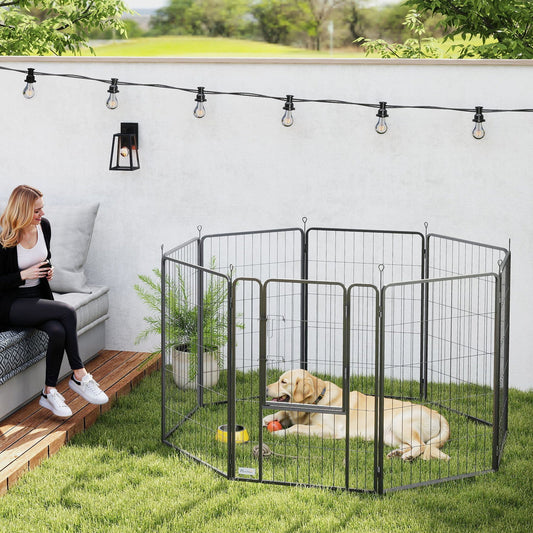 HKM-7071037 Heavy Duty 39 Inch 8 Panel Dog Playpen for Medium and Large Pets - Versatile Indoor/Outdoor Metal Fence
