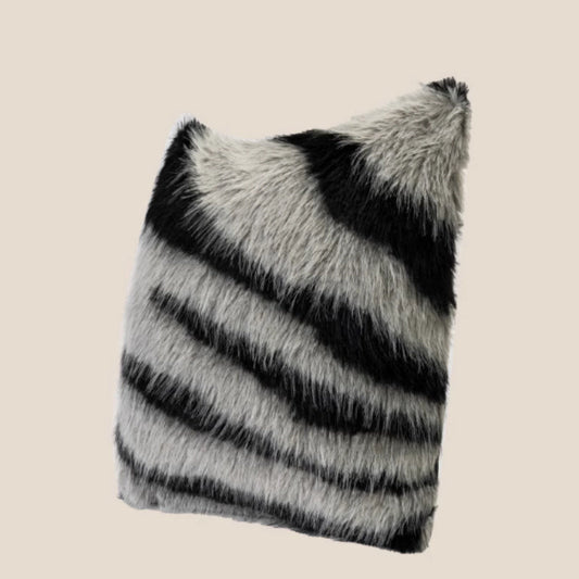 HKM-707155 Black and White Zebra Pattern Plush Square Pillow Cushion, Multiple Sizes Available