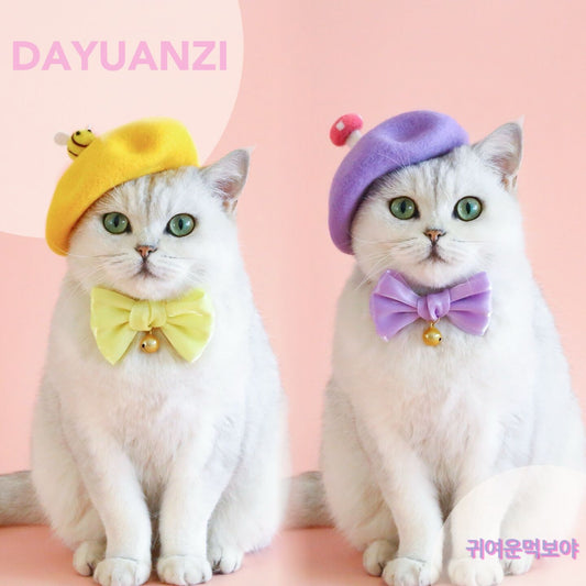 HKM-709011 Colorful Cartoon Pet Wool Beret Hat for Pets - Stylish and Warm Accessories for Winter Celebrations