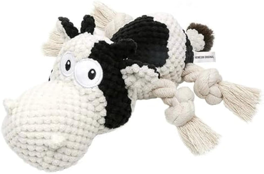 HKM-7091901 Durable Plush Dog Toy with Squeaker and Crinkle Ears, Chew Toy for Small, Medium, and Large Dogs