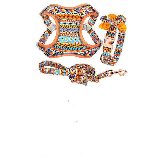 HKM-7106493 Adjustable Dog Traction Harness with Decorative Flowers ¨C S/M/L Size Options