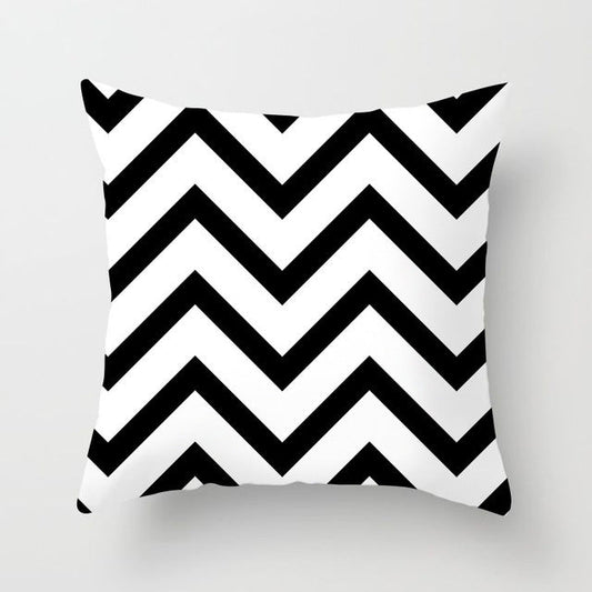 HKM-710931 Geometric Art Cushion Cover with Digital Print Front and Plain Cotton-Linen Back